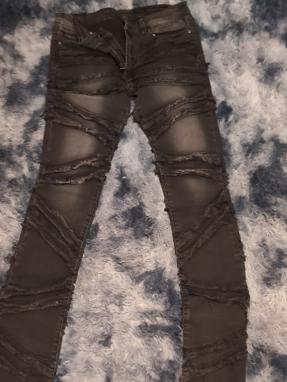 Men's Slim Straight Distressed Black Jeans